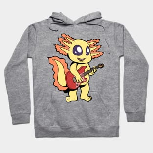 Comic axolotl plays electric guitar Hoodie